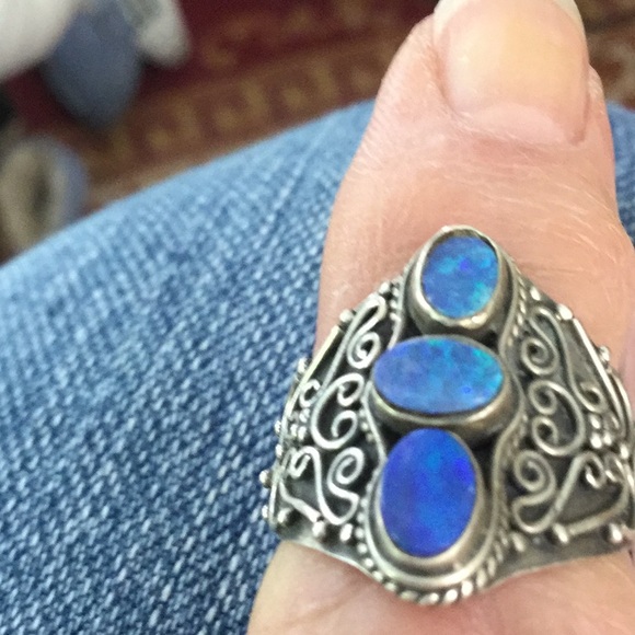 Jewelry - Stunning sterling and blue opal ring.